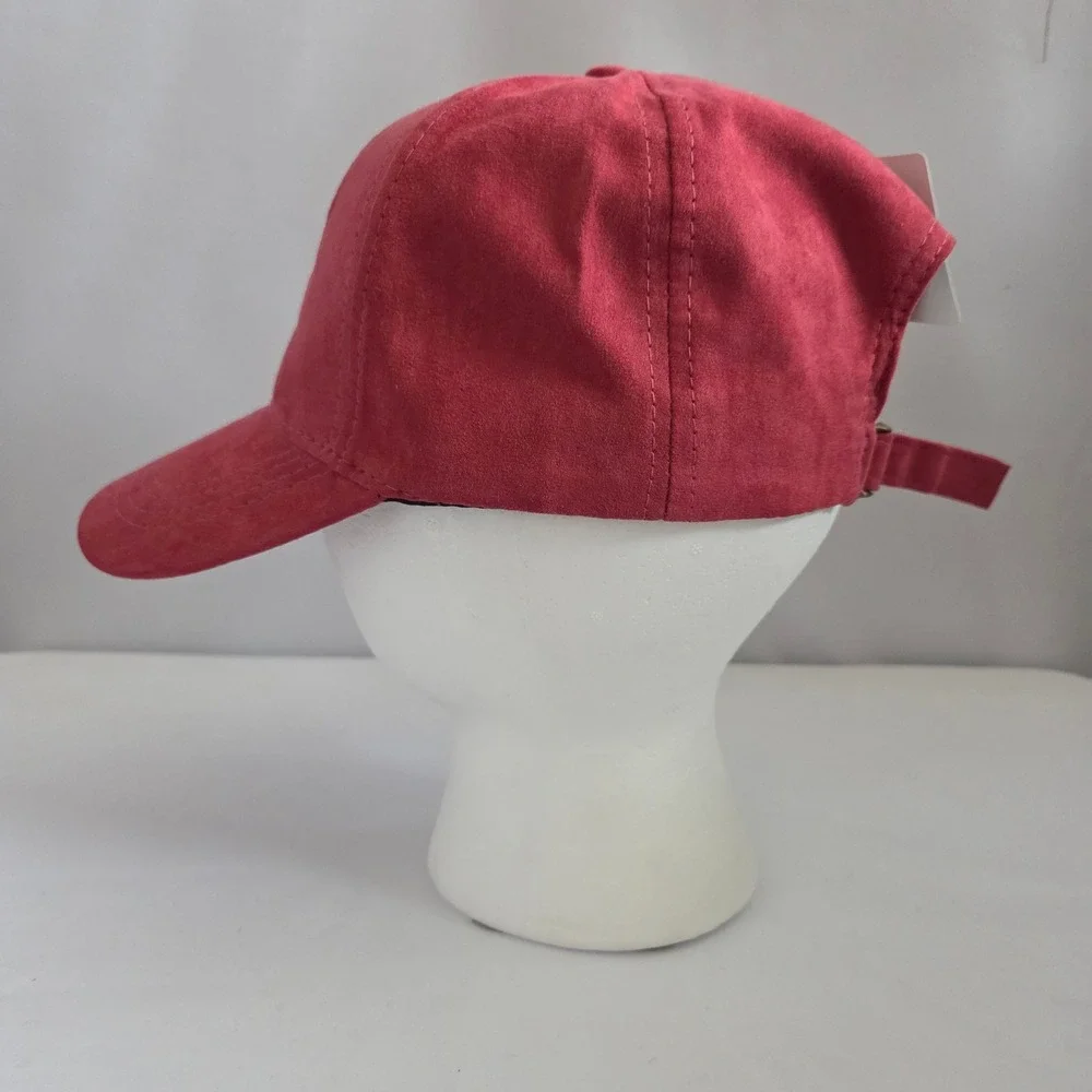 Katydid Red Faux Suede Baby Its‎ Cold Outside Embroidered Baseball Cap Hat NWT